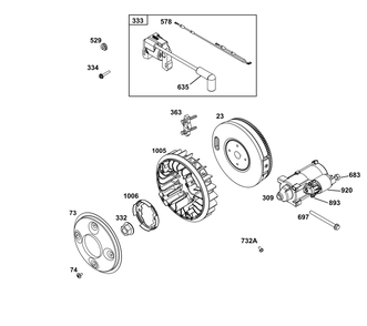 Flywheel, Ignition, And Starter Group Diagram and Parts List for 386447-0098-B5 200000 - 399999 Briggs and Stratton Engine